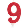 Vela 9 Vermelho Glitter Grande